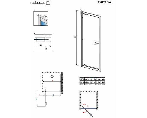 Душевая дверь Radaway Twist DW 100 382003-01 профиль Хром стекло прозрачное