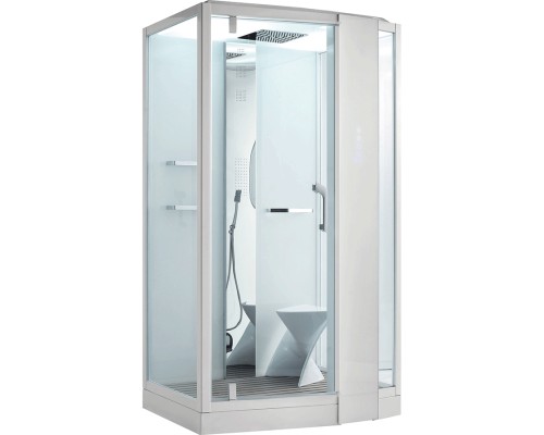 Душевая кабина Orans 120x90 R с баней профиль Белый задние стенки Белые