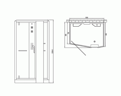 Душевая кабина Orans 120x90 R с баней профиль Белый задние стенки Белые