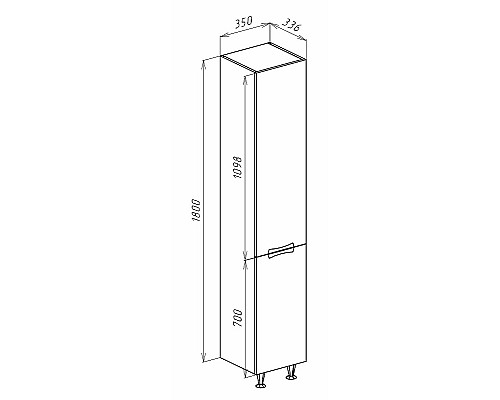 Шкаф пенал Bellezza Лагуна 35 L 4622107002044 Черный Белый