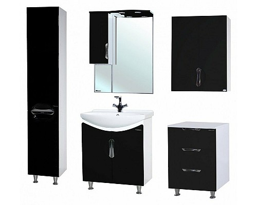 Шкаф пенал Bellezza Лагуна 35 L 4622107002044 Черный Белый