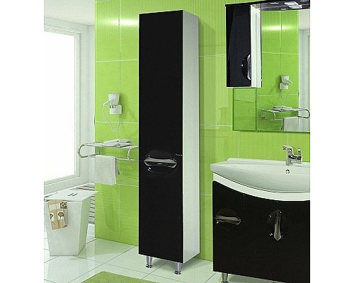 Шкаф пенал Bellezza Лагуна 35 L 4622107002044 Черный Белый