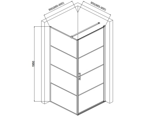 Душевой уголок AQUAme 90x90 R профиль Черный матовый стекло прозрачное