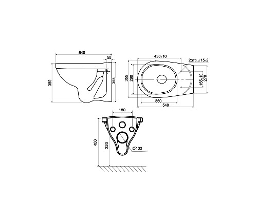 Комплект унитаза с инсталляцией Santeri Альфа 1.3815.9.S00.00B.0 с сиденьем и клавишей смыва