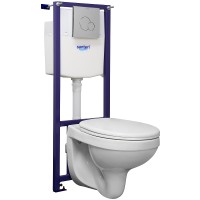Комплект унитаза с инсталляцией Santeri Альфа 1.3815.9.S00.00B.0 с сиденьем и клавишей смыва