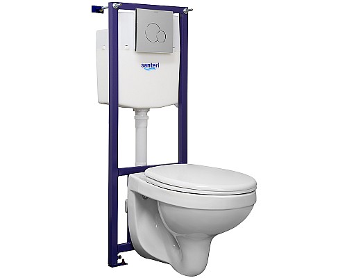 Комплект унитаза с инсталляцией Santeri Альфа 1.3815.9.S00.00B.0 с сиденьем и клавишей смыва