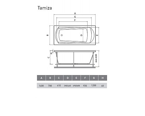 Акриловая ванна Relisan Tamiza 140х70 Гл000013920