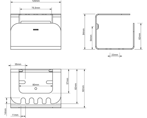 Держатель для зубных щеток Sonia Quick 185283 Черный матовый