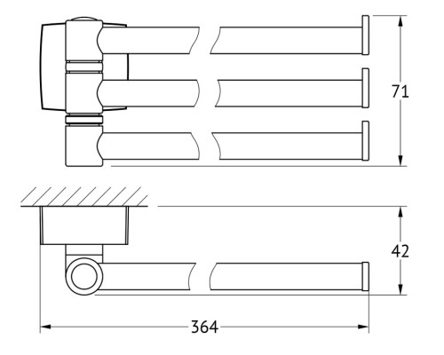 Держатель полотенец поворотный тройной (хром) FBS 37 см