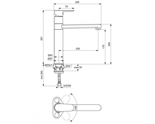 Смеситель для кухни Ideal Standard Cerafine Model O BC501XG Черный шелк