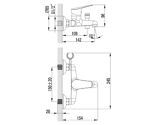 Смеситель Lemark Partner LM6552C для ванны