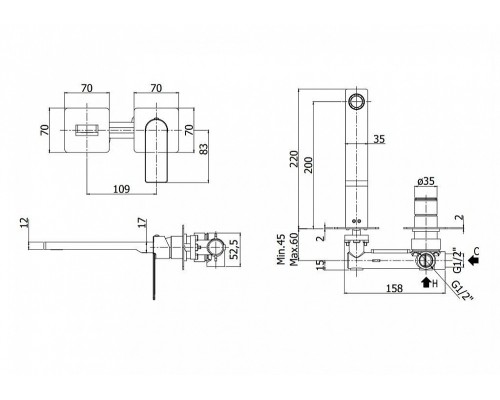Смеситель Paffoni Tango TA105CR70 для раковины с внутренней частью