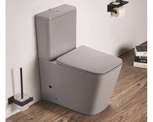 Унитаз компакт CeramaLux 2170AXMH Светло-серый матовый с бачком и сиденьем Микролифт