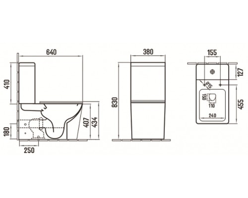 Унитаз компакт CeramaLux 2170AXMH Светло-серый матовый с бачком и сиденьем Микролифт