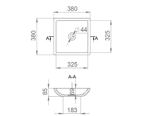 Раковина накладная Salini CALLISTA 38 1101208SM