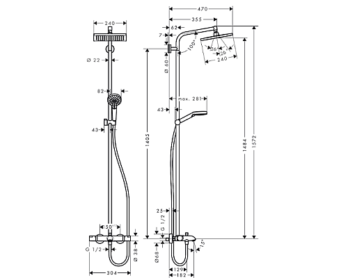 Душевая система для ванны Hansgrohe Crometta E 27298000
