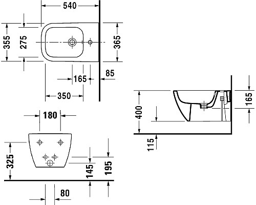 Биде Duravit Happy D 2 2258151300 подвесное Антрацит матовый