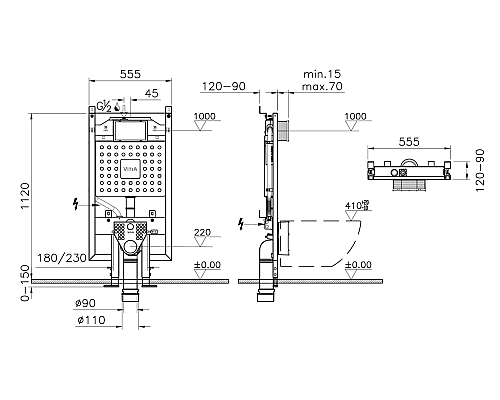 Инсталляция Vitra V8 768-5800-01 для унитаза без клавиши смыва
