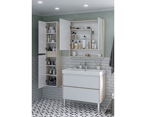 Зеркальный шкаф Aquaton Сканди 90 1A252302SDB20 Белый Дуб верона