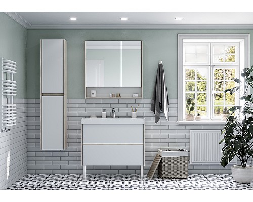 Зеркальный шкаф Aquaton Сканди 90 1A252302SDB20 Белый Дуб верона