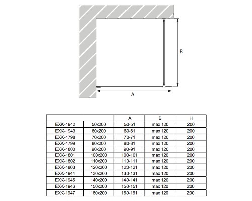 Душевое ограждение NEW TRENDY AVEXA BLACK 110x200 (черный)