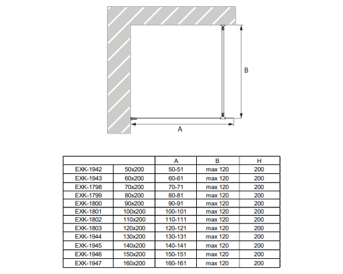 Душевое ограждение NEW TRENDY AVEXA BLACK 110x200 (черный)
