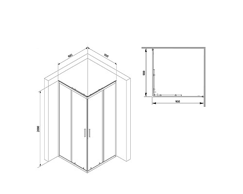 Душевой уголок AM.PM Gem S 90х90 W93G-403-090BT профиль Черный матовый стекло прозрачное