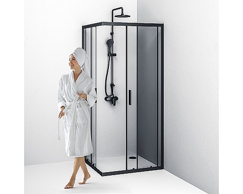 Душевой уголок AM.PM Gem S 90х90 W93G-403-090BT профиль Черный матовый стекло прозрачное