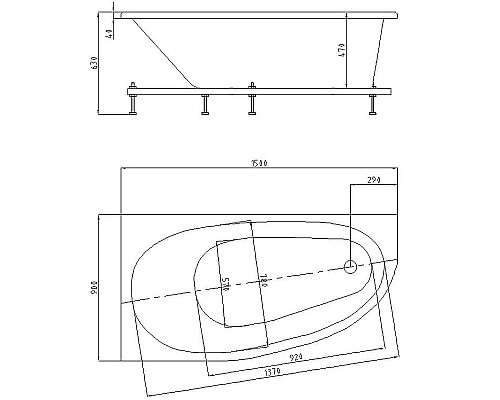 Акриловая ванна Aquatek Eco-friendly Дива 150х90 R DIV150-0000002