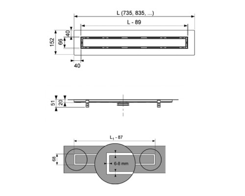 Канал дренажный для натурального камня TECE 651500 150 см