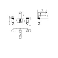 Смеситель врезной на 3отв. Boheme Venturo Shine Gun Metall, ручка DIAMOND