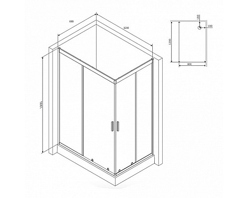 Душевой уголок AM.PM Gem 120х80 W90G-404-120280-BT Черный матовый