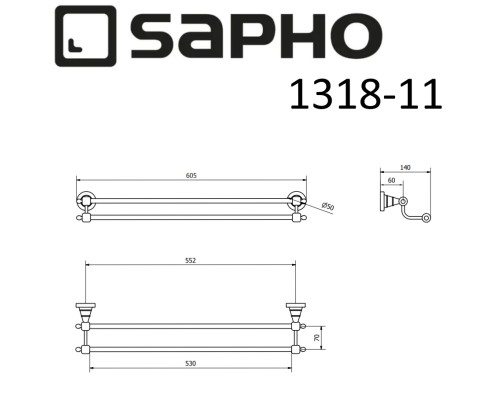Полотенцедержатель Sapho Diamond 1318-11 Бронза
