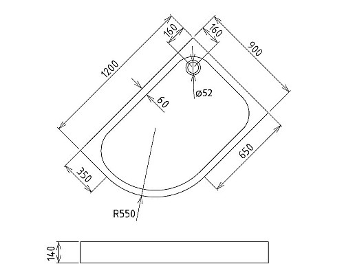 Акриловый поддон для душа Gemy 120х90 ST20 R Белый
