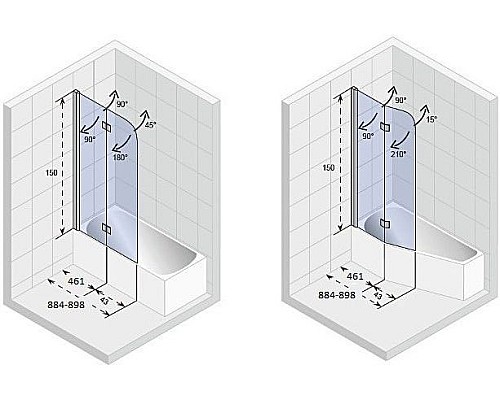Шторка на ванну Riho Novik Z500 90 G003040120 (GZT9200089) профиль Хром стекло прозрачное