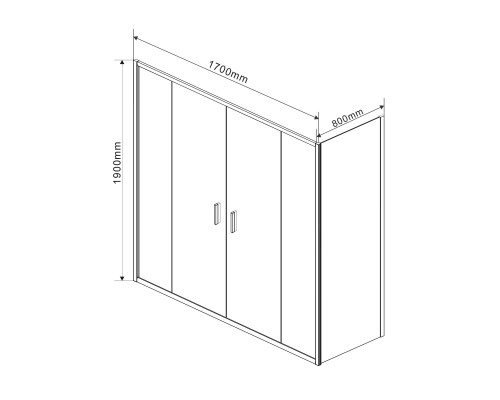 Душевой уголок Vincea Garda 170х80 VSR-1G28017CL профиль Хром стекло прозрачное
