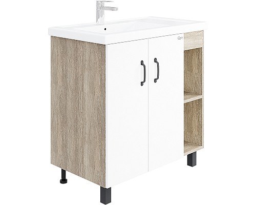 Тумба под раковину Onika Тимбер 80.10 108045 Белый матовый Дуб сонома