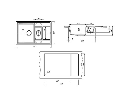 Кухонная мойка Florentina Липси-780К 20.250.D0780.202 Шампань