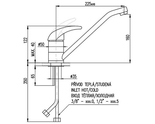 Смеситель для раковины Rav Slezak Dunaj D405.5 Хром