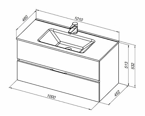Тумба под раковину Aquanet Алвита New 100 277520 подвесная Серая матовая