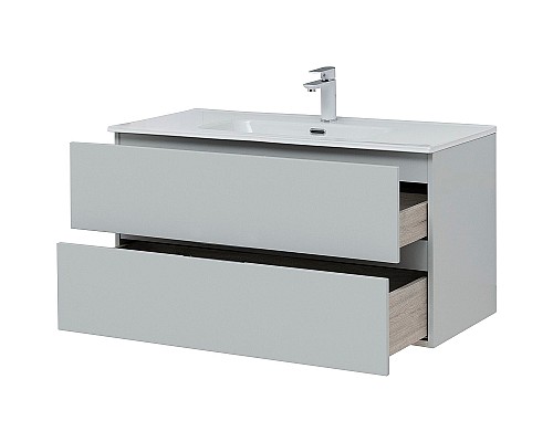 Тумба под раковину Aquanet Алвита New 100 277520 подвесная Серая матовая