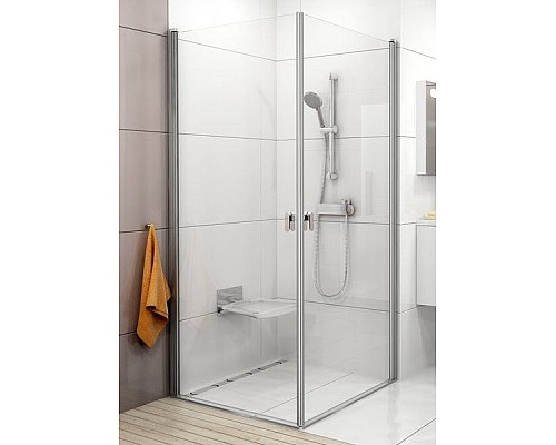 Душевой уголок Ravak Chrome 1QV40101Z1 80 белый прозрачный Душевой уголок Ravak Chrome 1QV40101Z1 80 белый прозрачный