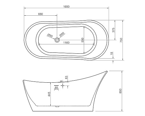 Акриловая ванна Abber AB9245