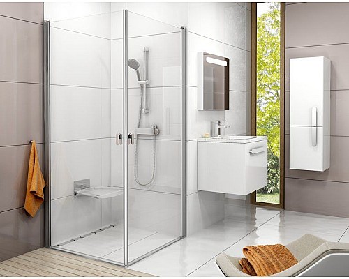 Душевой уголок Ravak Chrome 1QV40101Z1 80 белый прозрачный Душевой уголок Ravak Chrome 1QV40101Z1 80 белый прозрачный