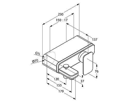 Однорычажный смеситель для ванны и душа Kludi E2 494450575