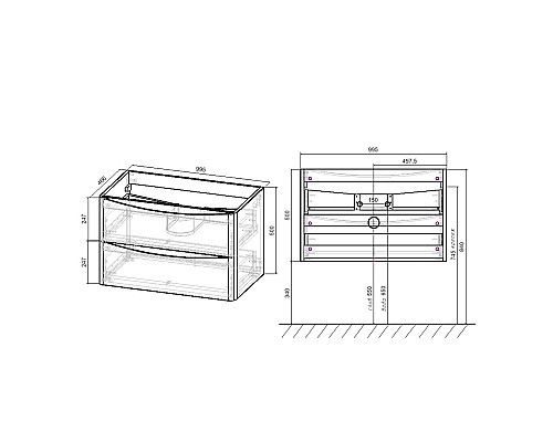 Тумба под раковину Vincea Paola 100 VMC-2P100VO подвесная V.Oak