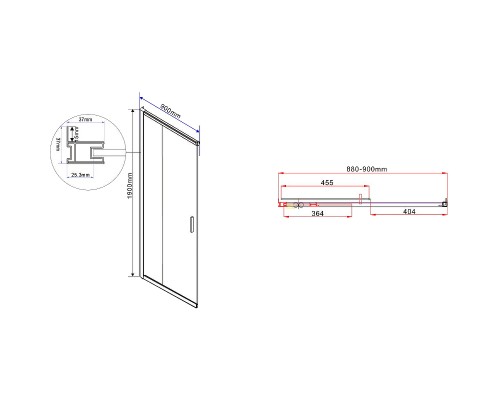 Душевой уголок Vincea Garda 120x90 VSS-1G9012CLB профиль Черный стекло прозрачное