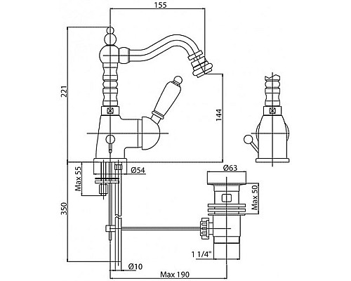 Смеситель для биде Cezares VINTAGE-BSM2-02-Sw