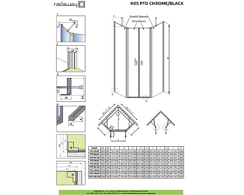 Боковая перегородка NES Black PTD Wall 80x100 10051300-54-01