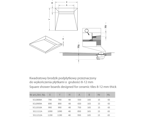 Душевая плита Radaway RadаDrain 119x119 с решеткой Rain